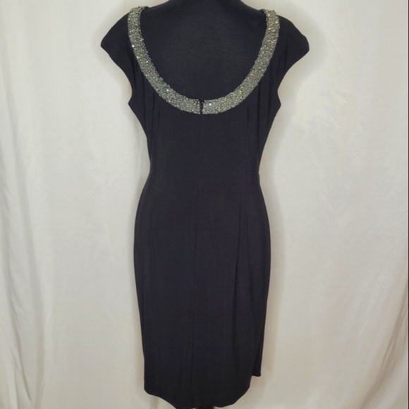 Alex Evenings Beaded Neckline Scooped Back Ruched Side Midi Dress - Size 12 - Picture 4 of 10